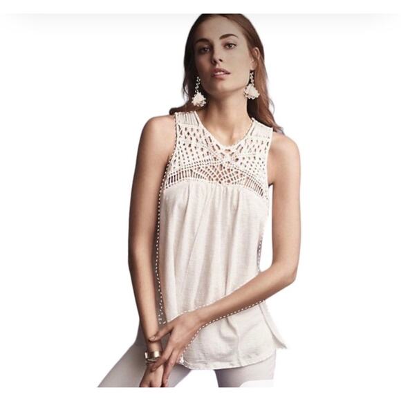 Akemi + Kin Tank Top Womens Medium Crochet Lace Sleeveless Boho Anthropologie - Picture 2 of 11